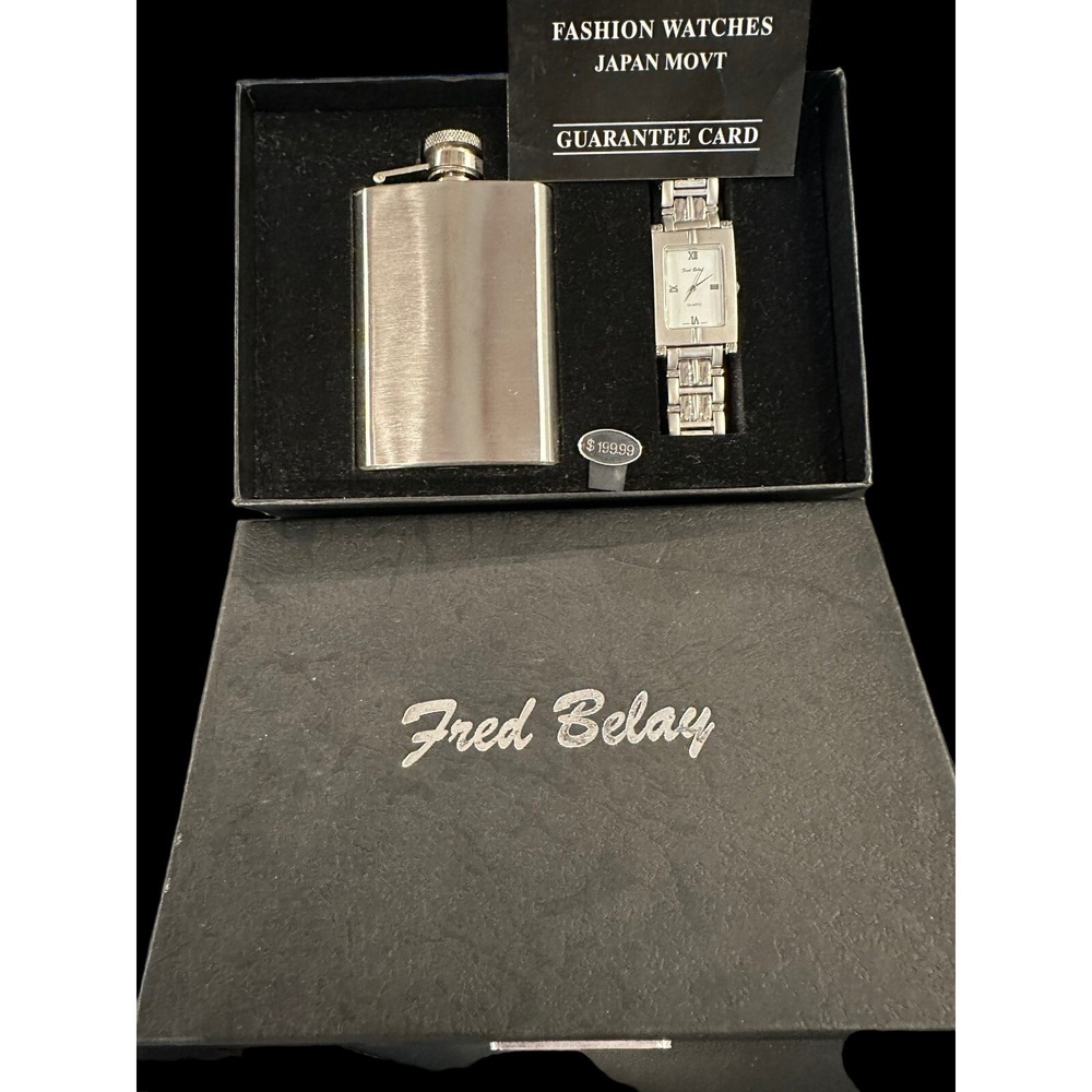 Vintage Gift Box Set Watch, Flask.  NEW Japan Groomsmen Gifts!